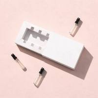 Mini flacon de parfum biodégradable écologique imprimé sur mesure, échantillon de 2 ml, impression quadricolore, découpe, marquage à chaud, boîte en papier