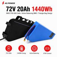 Batterie lithium pour vélo électrique Ansen As 72V 30Ah 2160Wh, format triangle, INR21700-50G, 1000 cycles, pour kit de conversion de vélo
