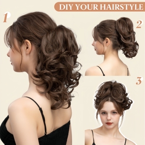 Elegante Cola <span class=keywords><strong>de</strong></span> Caballo Sintética DIY con Clip, Extensiones <span class=keywords><strong>de</strong></span> Cabello para Uso Diario, Postizo, Moño, Cabello Rubio <span class=keywords><strong>Natural</strong></span> Falso, Cola <span class=keywords><strong>de</strong></span> Caballo Postiza - Product Image 4