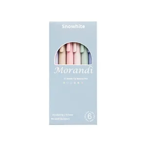 Set di penne in Gel multicolore per studenti della scuola retrò Morandi 0.5mm di plastica con Logo personalizzabile cancelleria blu rosso giallo bianco - Product Image 5