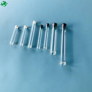 Single vanilla packaging flat bottom plastic test tube with black wide rubber lids