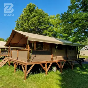 Guangzhou Bozo Tiendas Safari De Lona Safari Tent Luxury Canvas Glamping 1 Bedroom Manufactured Homes For Sale