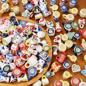 Mini-tasses à <span class=keywords><strong>eau</strong></span> en céramique peintes à la main, artisanat en porcelaine fait main, perles pour la fabrication <span class=keywords><strong>de</strong></span> bijoux, fournitures <span class=keywords><strong>de</strong></span> bricolage, bracelets - Product Image 5