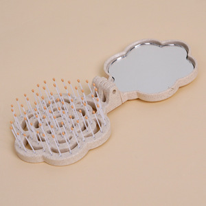 Cepillo de Viaje para el Cabello con Espejo, Ecológico, de Paja de Trigo, Plegable, para Mujeres y Niños, con Diseño de Hoja y Flor, Compacto, Mini, Bonito Juego de Peines - Product Image 5