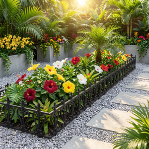 4Pcs Backyard Landscape Reusable Outdoor Lawn Fence Victorian Style Black Fencing Plastic Garden Edging - Product Image 2