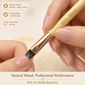 Streak Free Nylon Nail Brush 1 or 10Pcs Yellow Wood Handle Liner Flat Oval Non Shedding UV Gel Salon Manicure Tool <b>Set</b> - Product Image 2