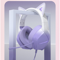 Casque filaire d'oreille de chat SIBYL avec casque de lumière RVB avec casque de jeu USB AUX pour enfants casque de chat filaire pour filles