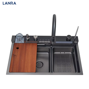 공장 가격 주방 야채 세척 싱크대 폭포 일체형 풀 아웃 수도꼭지 스테인레스 수제 주방 탑 마운트 싱크 - Product Image 4