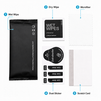 Kit d'installation de protection d'écran avec lingettes humides, absorbeur de poussière et chiffon en microfibre pour téléphone portable OEM