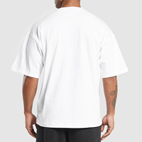 Kaos Pria Custom Katun Oversize Hitam Berkualitas Tinggi Streetwear Drop Shoulder Heavyweight untuk Pria
