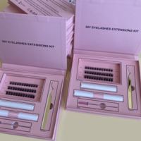 Vente en gros de faux cils naturels faits à la main fournitures coréennes kit d'extension de cils végétalien bricolage