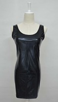 Plus Size Sexy PVC Wet Look Leder kleider Frauen Bodycon Leder Black Club Mini kleid