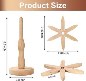 Sous-plats pliables résistants à la chaleur, dessous de plat en bois pour table de cuisine, pour plats chauds, avec 4 tapis de plaque chauffante en bois de hêtre, ensemble de dessous de plat en forme d'arbre - Product Image 3