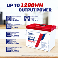 Batterie Lithium LiFePo4 12V 100Ah 1280Wh, 5000 cycles, décharge pulsée max 500A, cycle profond, remplacement AGM pour camping-car, motorhome, solaire