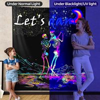 Personnalisé Blacklight Danse Squelette Amoureux Tapisserie Imprimé Tricoté Tenture Murale pour Chambre Dortoir Partie Toile de Fond Décor