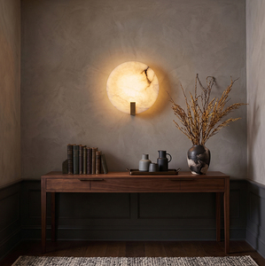 Brass Alabaster Wall Lamp Natural Stone Modern Zen Luxury Sconce Bedroom Bedside Hotel Villa Factory Wholesale High-end Moon Art - Product Image 3