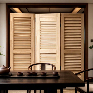 Wooden <b>Folding</b> <b>Room</b> <b>Divider</b> 3 Panels Handcrafted Minimalist Opaque Privacy Screen Frame Structure - Product Image 1