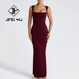 Vestido Elegante de Mujer con Cuello Cuadrado y Pliegues, Vestido Ajustado de Viscosa Texturizada Personalizado de Fábrica OEM - Product Image 1