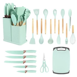 Juego de cuchillos de plástico con molde de silicona de 19 piezas de fábrica, cuchillas de acero inoxidable, mango de PP para cortar alimentos en la cocina - Product Image 1