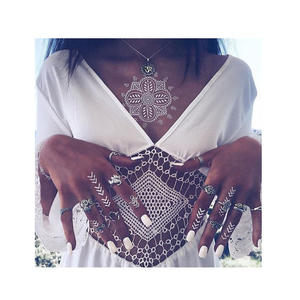 Autocollant de <span class=keywords><strong>tatouage</strong></span> temporaire blanc Hanna en dentelle florale, modèle W306, formes géométriques, pour bras, imperméable, imprimé par transfert d'eau - Product Image 2