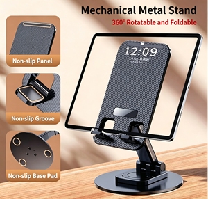 <b>Foldable</b> Upgraded Aluminum Alloy Adjustable Height 360 Rotatable Mobile Phone Holder for iPhone for Desktop - Product Image 4