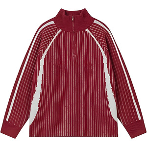 Áo len cổ lọ kẻ sọc cổ điển, tay dài, dáng rộng, chất liệu dệt kim, phong cách Hàn Quốc Y2K, thích hợp cho mùa thu đông - Product Image 2