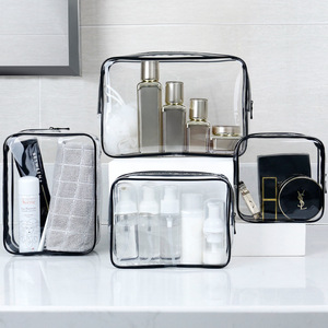 Sac à cosmétiques transparent avec fermeture éclair, petite trousse de maquillage portable pour le voyage, organisateur de beauté en plastique transparent - Product Image 6