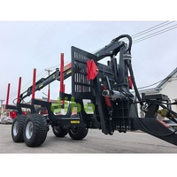 Remorque Forestière Certifiée CE pour Tracteur, Quad, avec Grue pour Transport de Bûches