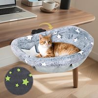 Lit de bureau pliable pour chat, hamac douillet pour l'obscurité avec housse amovible et lavable pour chats d'intérieur