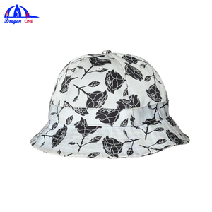 Chapeau Bob Blanc Personnalisé en Gros avec Imprimé Rose Noire et Broderie 3D Rouge en Coton – Casquette de Pêcheur Urbaine – OEM/ODM Acceptés - Product Image 2