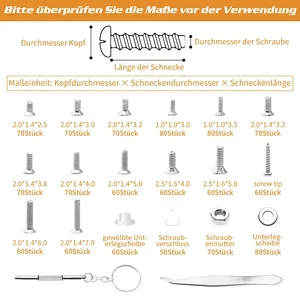 1200 pièces Kit de réparation de <span class=keywords><strong>lunettes</strong></span> <span class=keywords><strong>vis</strong></span> avec pince à épiler tournevis minuscules mini <span class=keywords><strong>vis</strong></span> écrous assortiment Kit attaches - Product Image 3