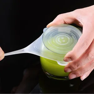 하이 퀄리티 6 개 실리콘 스트레치 뚜껑 범용 실리콘 식품 BPA 무료 재사용 그릇 커버 음식 실리콘 커버 요리