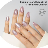 AIERFEI Faux Ongles Souples en Gel de Haute Qualité Effet Œil de Chat Ovale Taupe Fumé 24 Pièces Vente Directe Usine