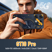 Smartphone GT10 Pro 16GB+1TB Dual SIM 5G Terlaris, Tidak Terkunci, dengan CPU Deca Core dan Kamera Belakang 108MP