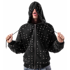 <span class=keywords><strong>Felpa</strong></span> con cappuccio Casual con cerniera in metallo poroso con cappuccio in cotone Unisex e spessa e comoda felpe da uomo - Product Image 1