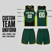 Seragam Basket Pria Model Chevron Hijau Kustom, Set Jersey dan Celana Pendek Bahan Mesh untuk Pertandingan Liga Basket Universitas