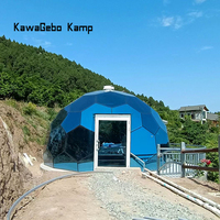 Kawagebo Kamp 4M Glass Party Trade Show Camping extérieur de luxe Igloo de glamping Serre d'hôtel Dôme géodésique rougeoyant Tente Maison