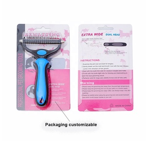 Oem & ODM nhà sản xuất hai mặt răng thép Cat Dog tóc dematting & deshedding undercoat <span class=keywords><strong>Rake</strong></span> Lược Pet chải chuốt bàn chải công cụ - Product Image 5