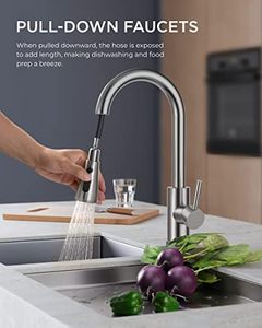<strong>Single</strong> <strong>Handle</strong> High Arc Brushed Nickel <strong>Kitchen</strong> <strong>Faucet</strong> Stainless Steel Sink <strong>Faucets</strong> Pull <strong>Sprayer</strong> 1-3 Hole <strong>Kitchen</strong> <strong>Faucets</strong> - Product Image 2