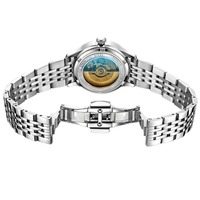 Montre Automatique Homme en Acier Inoxydable avec Verre Saphir, Cadran Guilloché, Date et Aiguilles Dauphine – Style Habillé