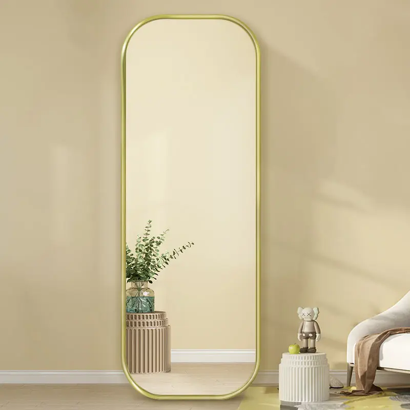 Decoración de la pared del hogar espejo moderno pared alta sala de estar dormitorio espejo de cuerpo entero rectángulo espejo de cuerpo completo con marco de Metal