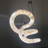 Haut de gamme espagne albâtre anneau pendentif lumières Villa salon salle à manger Moden grand luxe infini albâtre lustre