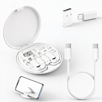 Boîte de rangement numérique multifonction avec support de téléphone créatif, convertisseur d'interface pour Apple/Android/Type-C, charge portable