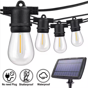 S14 luces de cadena de energía Solar <span class=keywords><strong>48ft</strong></span> 15M iluminación de vacaciones al aire libre guirnalda de jardín luces de cadena alimentadas por CC con bombillas Led Edison - Product Image 2