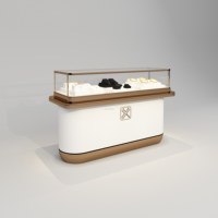 Vitrine de présentation de bijoux d'île, comptoir, armoire rectangulaire, éclairage LED, MDF, exposition, vente au détail, centre commercial, magasin
