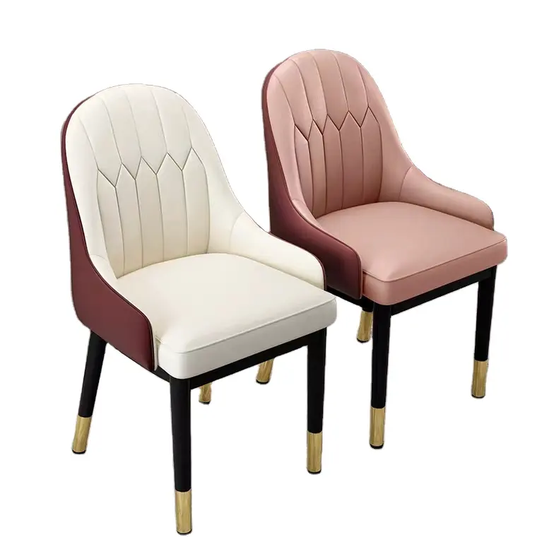 Chaise de restaurant en cuir avec accoudoir rembourré, chaise orange de loisirs, de restaurant, moderne, classique, avec bras