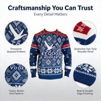 Pull de Noël pour homme, col rond, jacquard Fair Isle, tricoté, logo personnalisé, OEM, ODM, faible MOQ