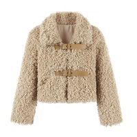 Manteau en fausse fourrure douce, style nouveau, sur mesure, inspiré du style classique, en laine roulée, avec boutons en cuir et revers, manches longues, pour automne/hiver