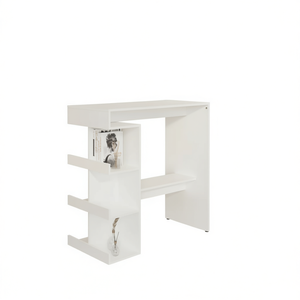 Mesa de Bar Blanca de 39.4x19.7x40 cm, Madera Sintética con Estante de Almacenamiento, Diseño Moderno y Minimalista para Uso Comercial - Product Image 1