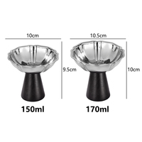 Elegante Tazón para Servir Postres de Acero Inoxidable con Borde Festoneado, Base de Madera Portátil, para Bebidas Frías, Helados, para Hotel, Restaurante, Bar